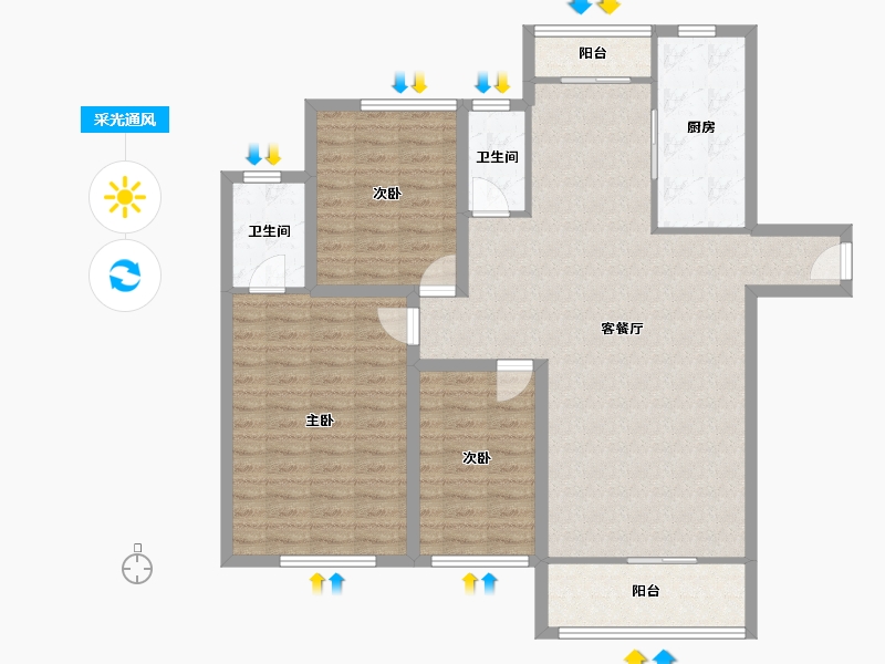 辽宁省-大连市-新希望花园-112.81-户型库-采光通风