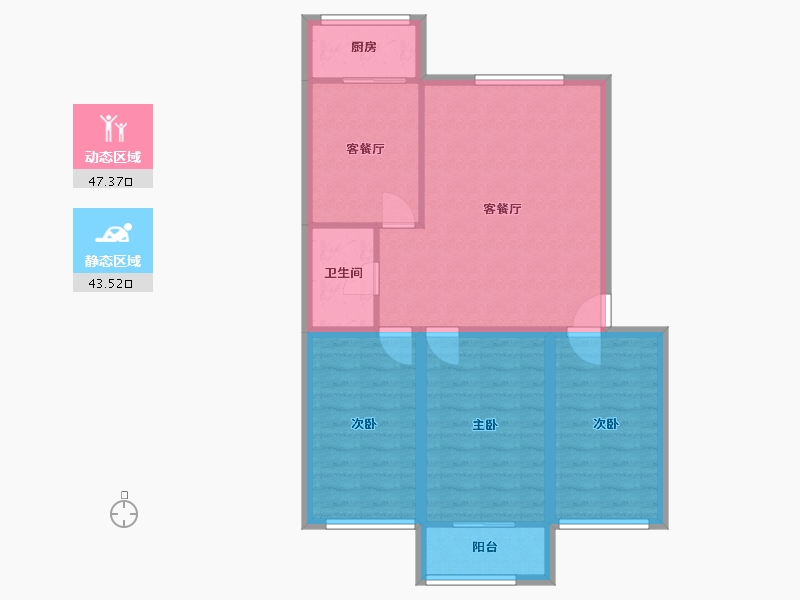 辽宁省-大连市-长春花园-81.60-户型库-动静分区