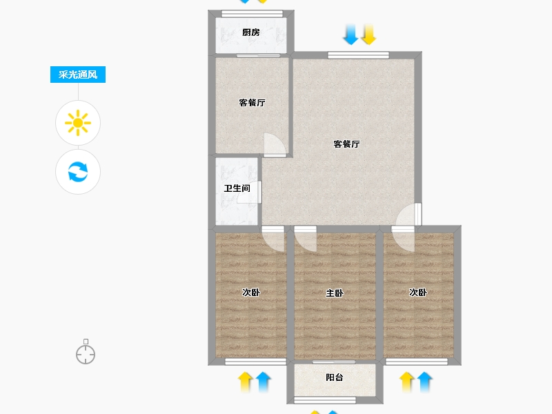 辽宁省-大连市-长春花园-81.60-户型库-采光通风