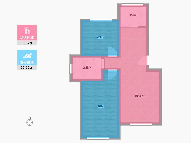 辽宁省-大连市-盛世闲庭静庭园-53.67-户型库-动静分区