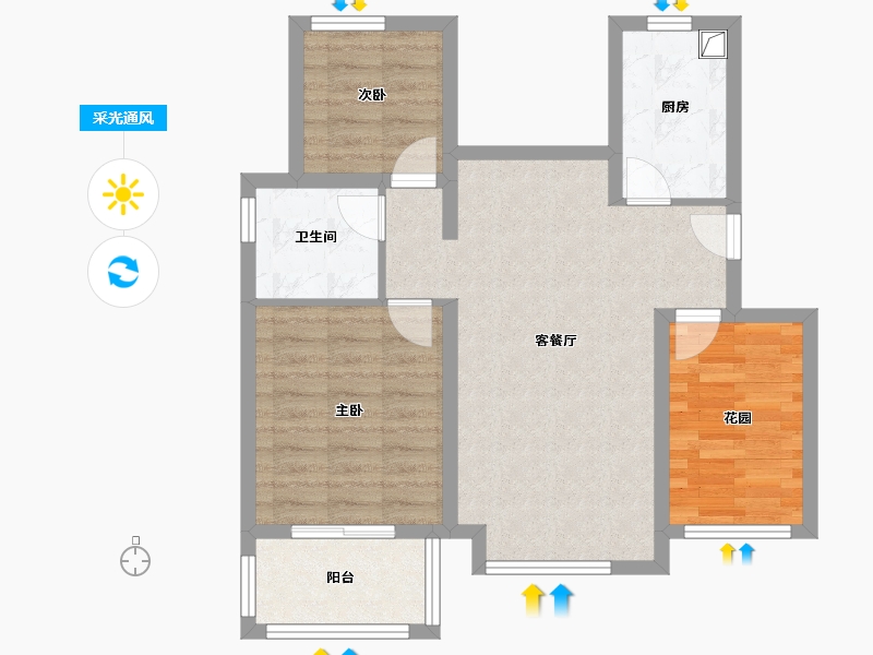 河北省-廊坊市-路劲阳光城-70.40-户型库-采光通风