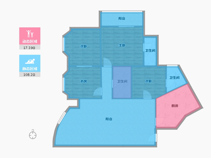 辽宁省-大连市-万达公寓-110.49-户型库-动静分区