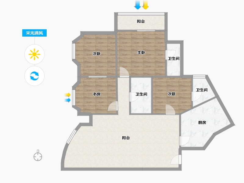 辽宁省-大连市-万达公寓-110.49-户型库-采光通风