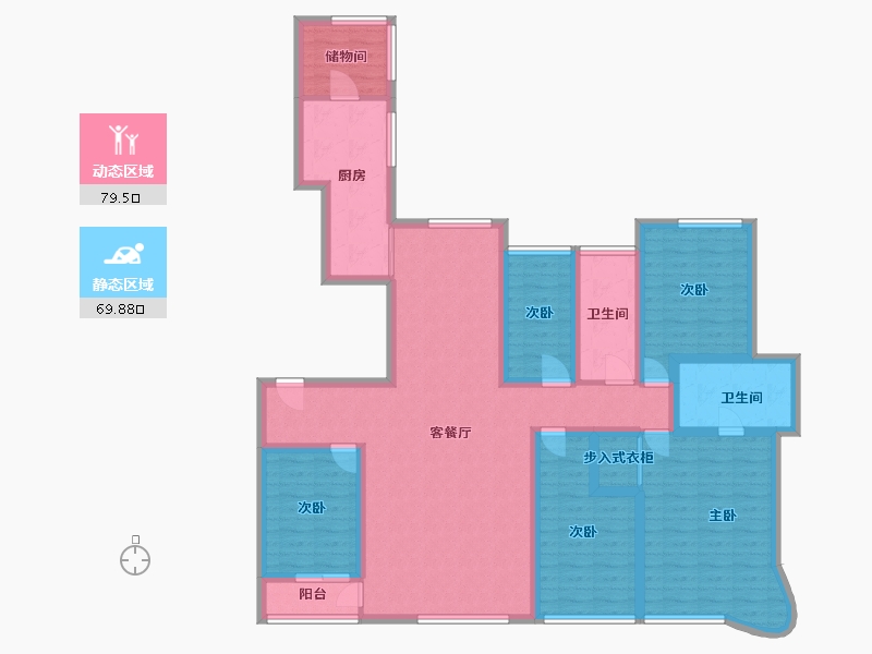 辽宁省-大连市-壹品星海-132.12-户型库-动静分区