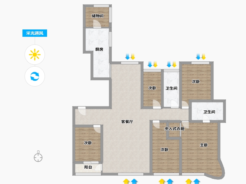 辽宁省-大连市-壹品星海-132.12-户型库-采光通风