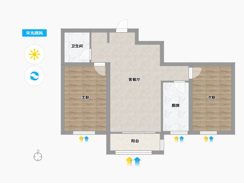 甘肃省-兰州市-重邦康城小区-69.55-户型库-采光通风