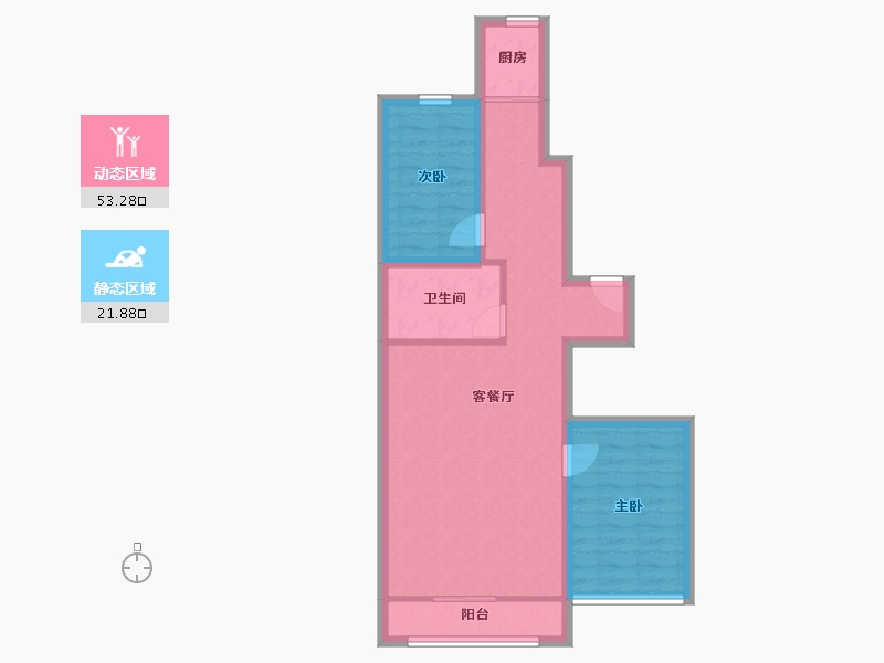 辽宁省-大连市-春柳河小区-66.82-户型库-动静分区