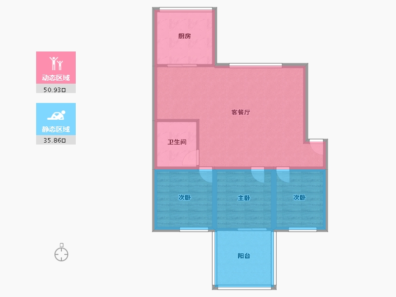 辽宁省-大连市-长春花园-77.87-户型库-动静分区