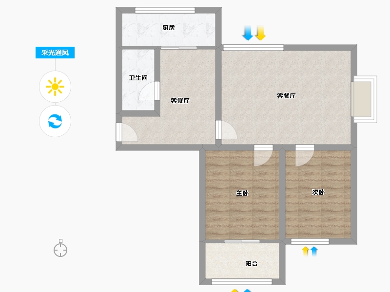 辽宁省-大连市-天源山庄-69.84-户型库-采光通风