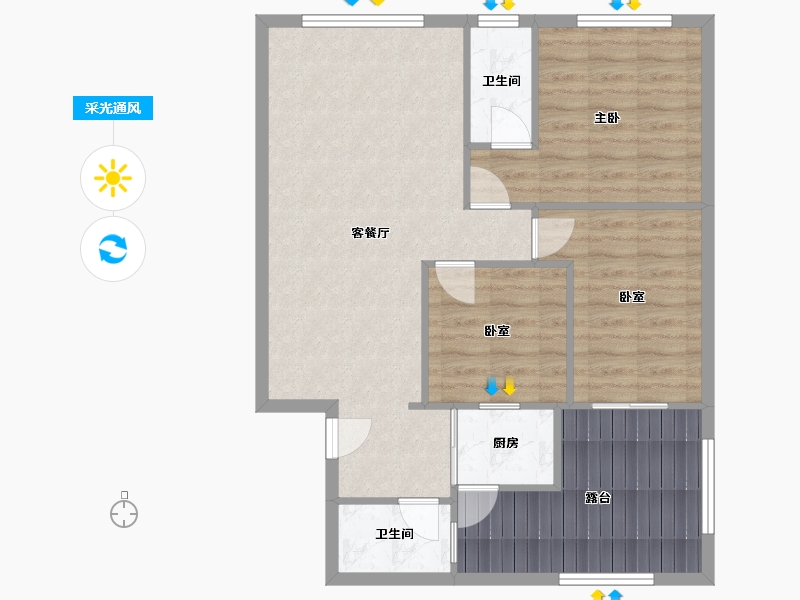 广东省-佛山市-碧翠豪城-82.65-户型库-采光通风