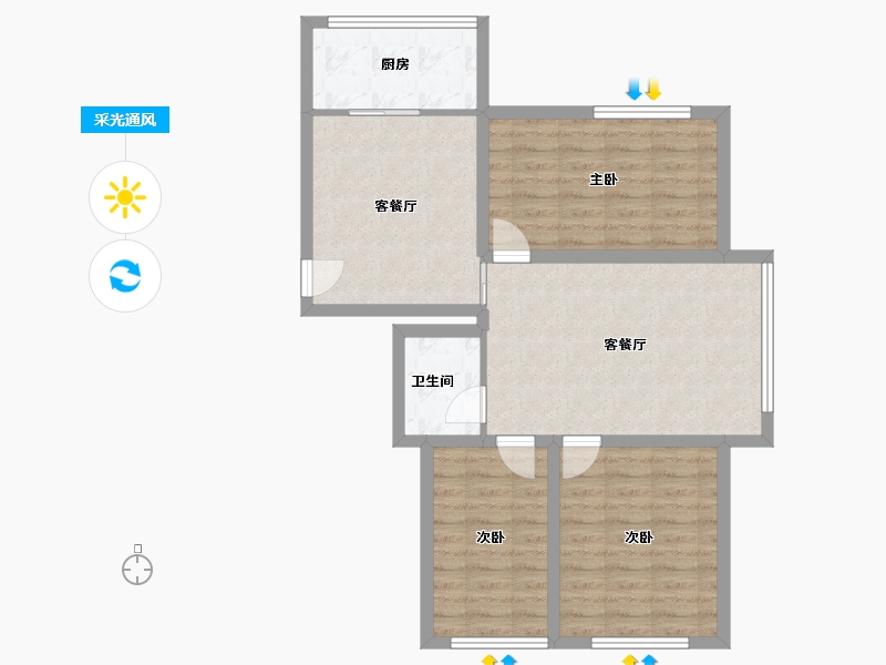 辽宁省-大连市-盛新园-81.38-户型库-采光通风