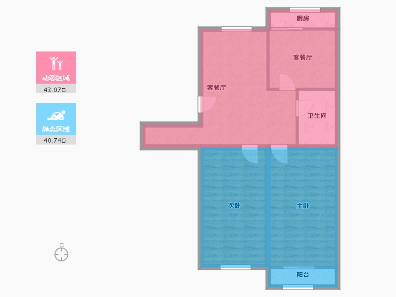 辽宁省-大连市-天源山庄-75.00-户型库-动静分区