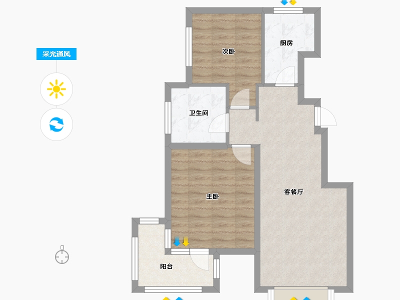 河北省-廊坊市-路劲阳光城-64.80-户型库-采光通风