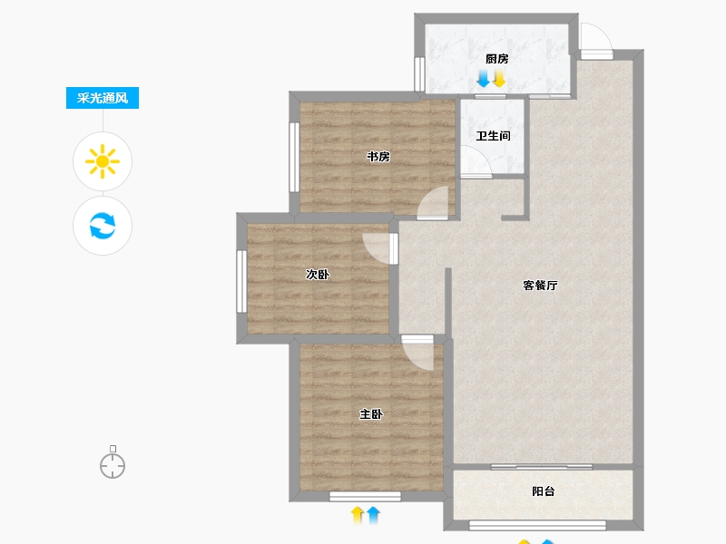 甘肃省-兰州市-重邦康城小区-90.87-户型库-采光通风