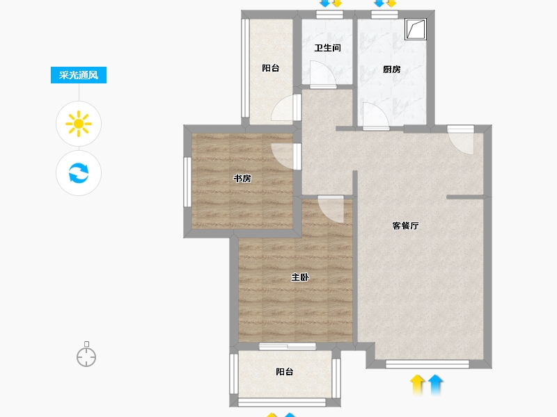 河北省-廊坊市-路劲阳光城-68.80-户型库-采光通风