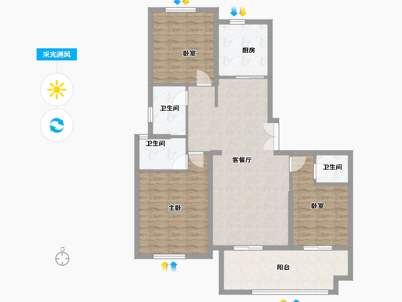 安徽省-阜阳市-东湖世纪城8区-94.39-户型库-采光通风