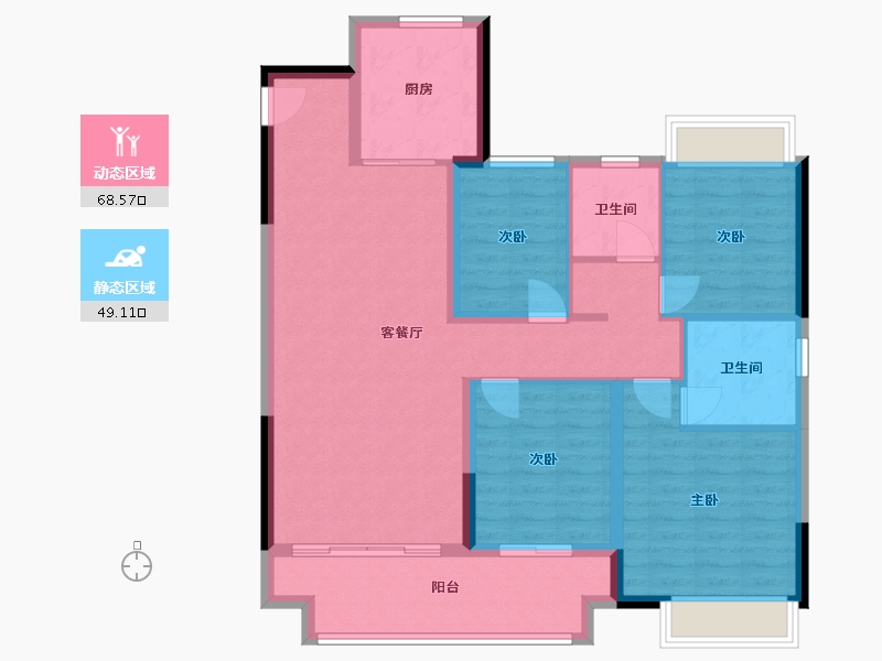 安徽省-阜阳市-港龙美的云筑-106.00-户型库-动静分区