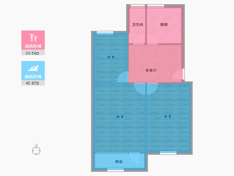 江苏省-苏州市-向阳小区-60.68-户型库-动静分区