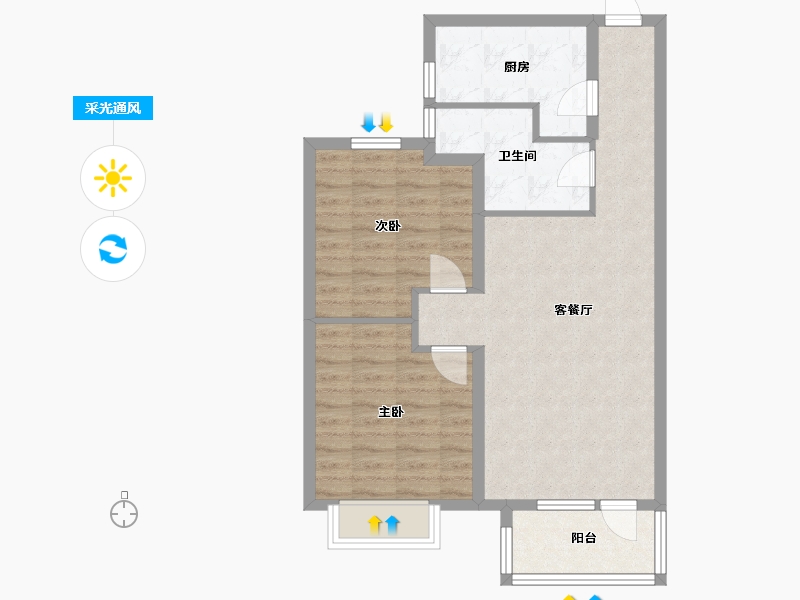 江苏省-苏州市-昆城景苑-71.20-户型库-采光通风