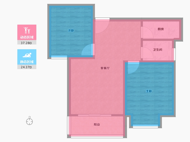 安徽省-合肥市-蜀南庭苑(南新庄社区北区)-54.72-户型库-动静分区