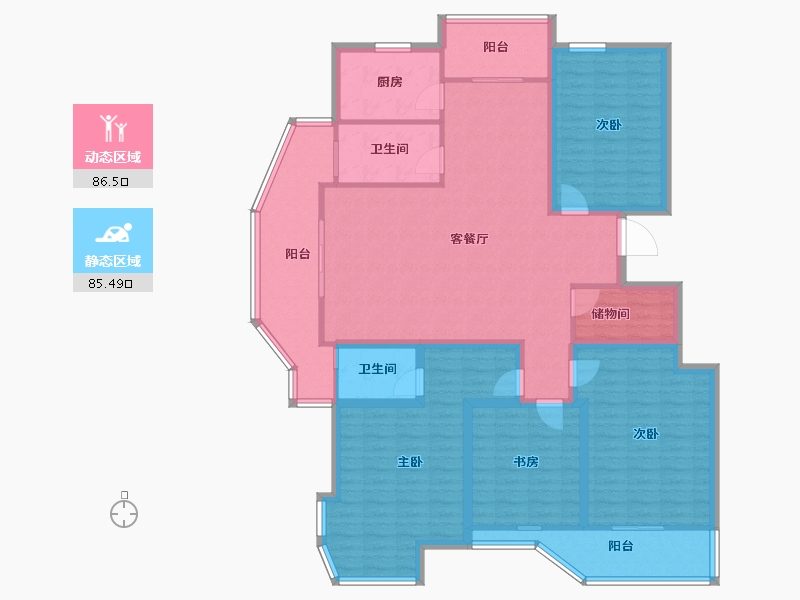 浙江省-杭州市-飞虹丁香花园-155.02-户型库-动静分区