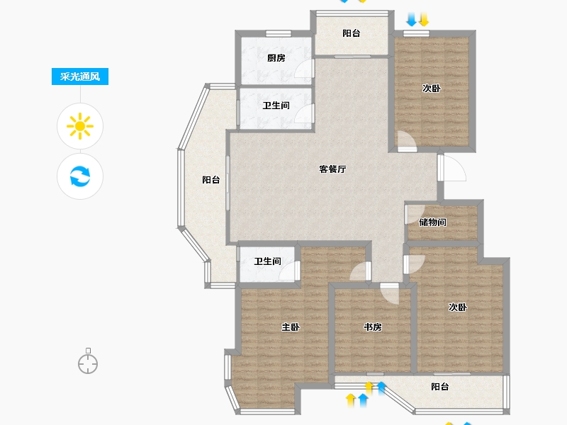 浙江省-杭州市-飞虹丁香花园-155.02-户型库-采光通风