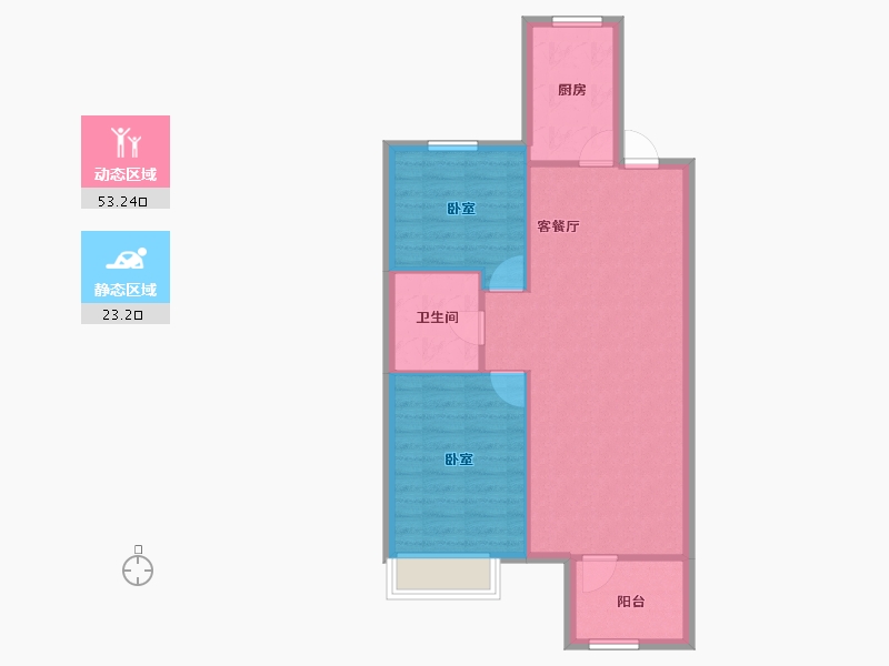 山东省-青岛市-融创维多利亚湾-69.68-户型库-动静分区