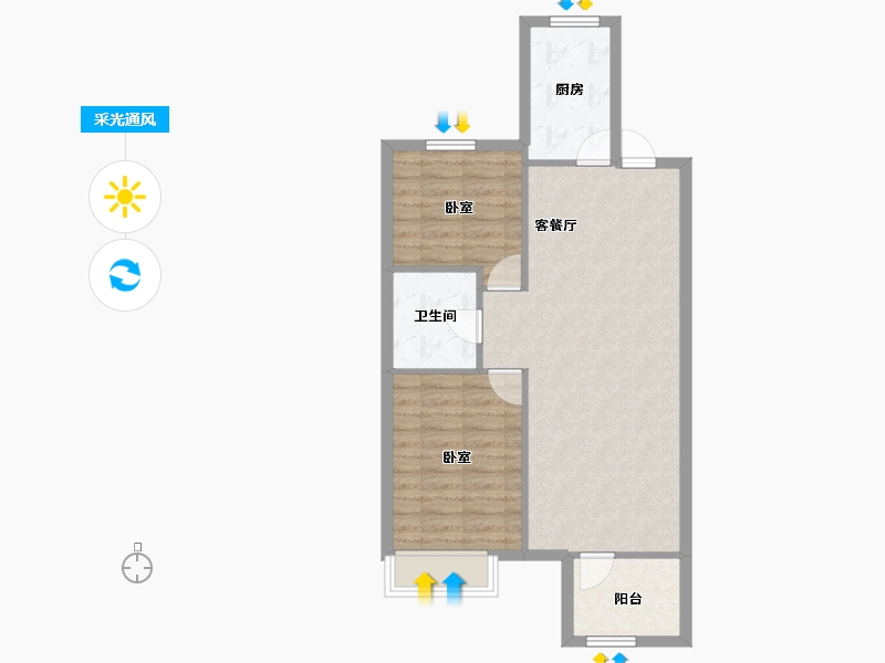 山东省-青岛市-融创维多利亚湾-69.68-户型库-采光通风