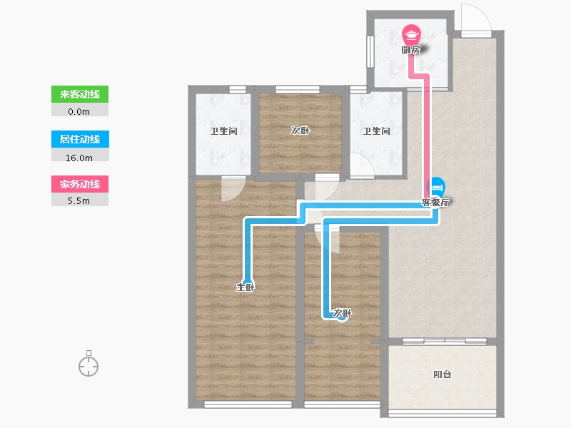 浙江省-杭州市-绿都御景蓝湾(公寓住宅)-97.81-户型库-动静线