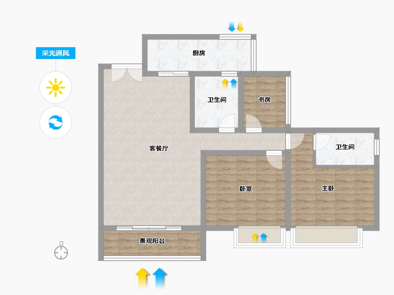 四川省-成都市-鼎盛南苑-96.43-户型库-采光通风