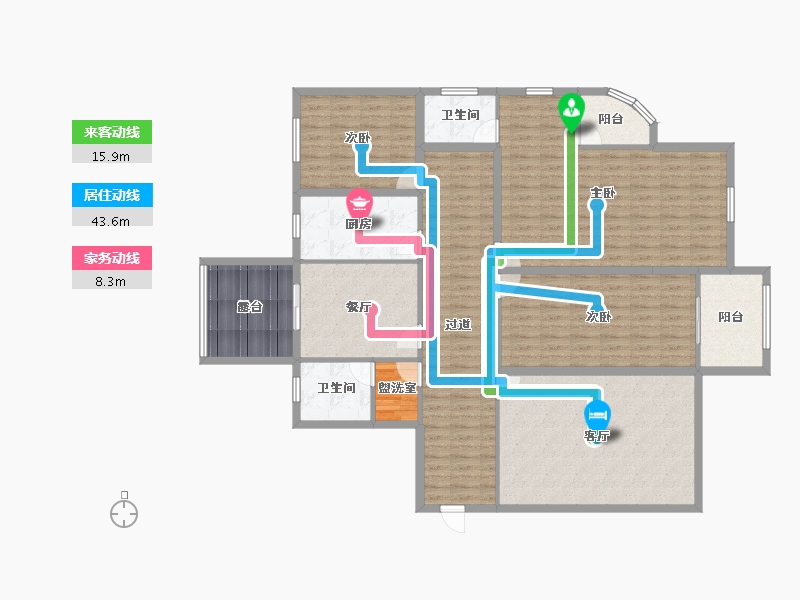 浙江省-杭州市-滨水名庭-165.32-户型库-动静线