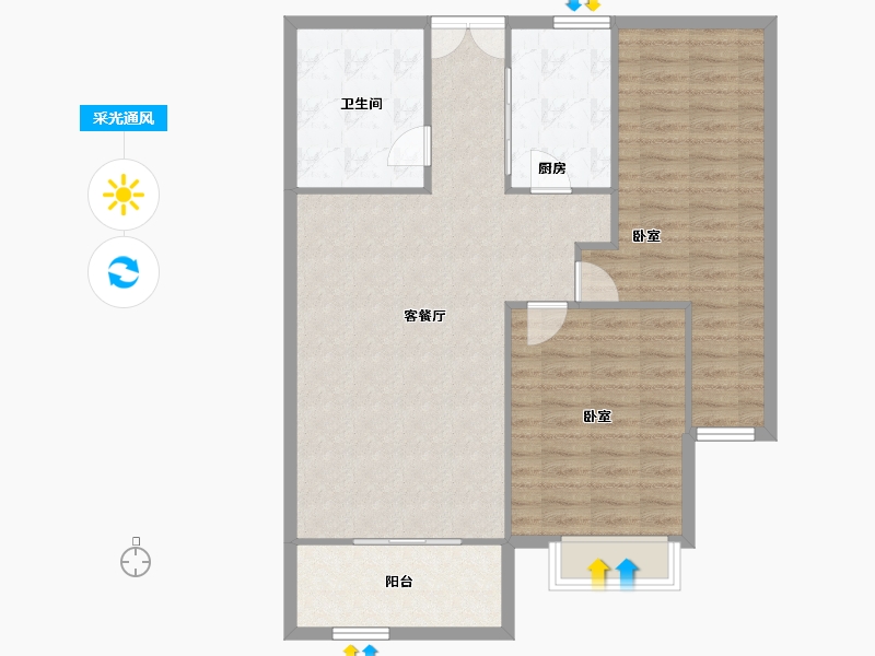 山东省-青岛市-市南区江山帝景-92.74-户型库-采光通风