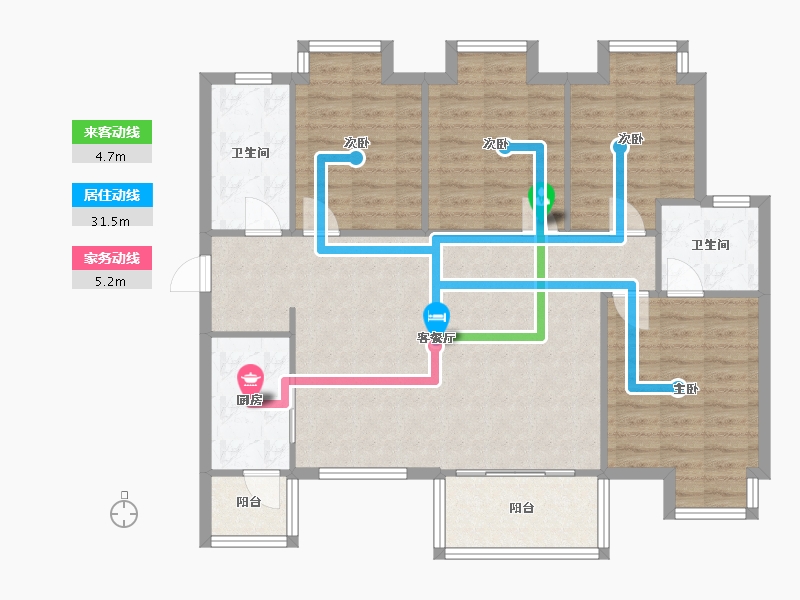 湖南省-株洲市-华晨山水洲城-104.76-户型库-动静线