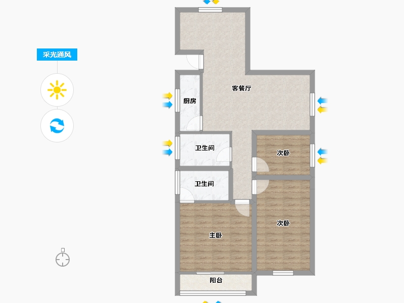 浙江省-杭州市-庆春苑-84.57-户型库-采光通风