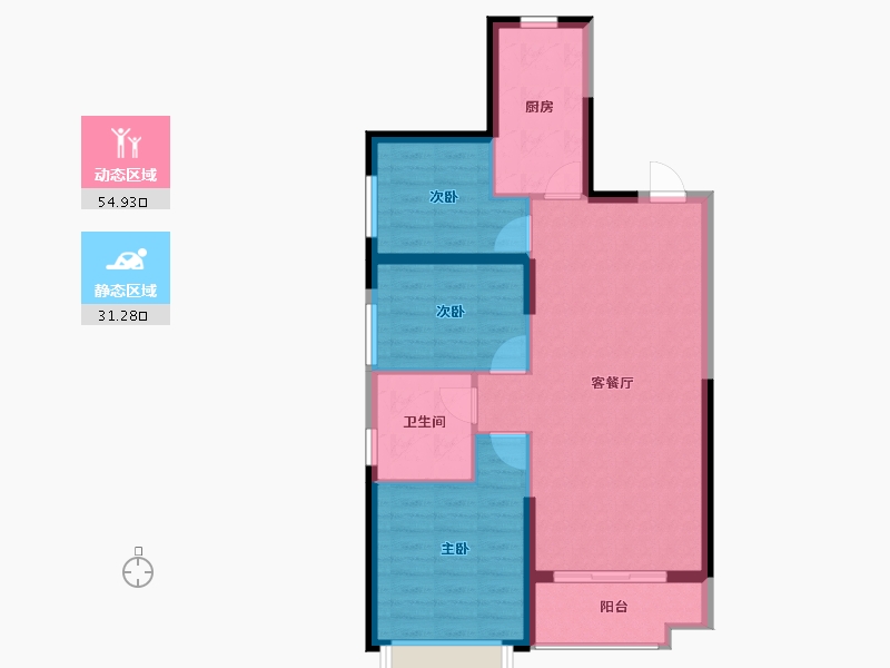 辽宁省-抚顺市-恒大华府-77.99-户型库-动静分区