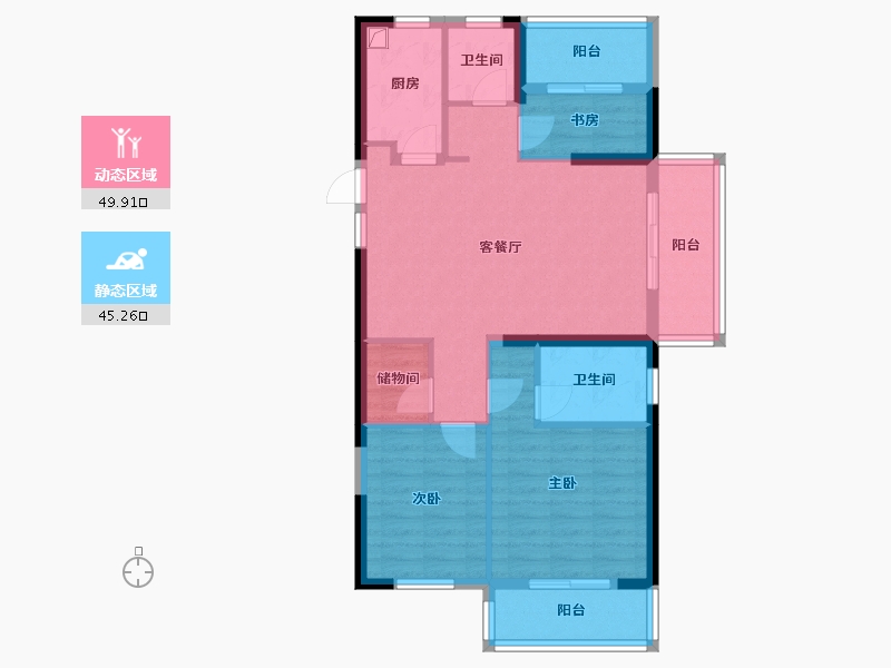 湖南省-长沙市-澳海澜庭-103.00-户型库-动静分区