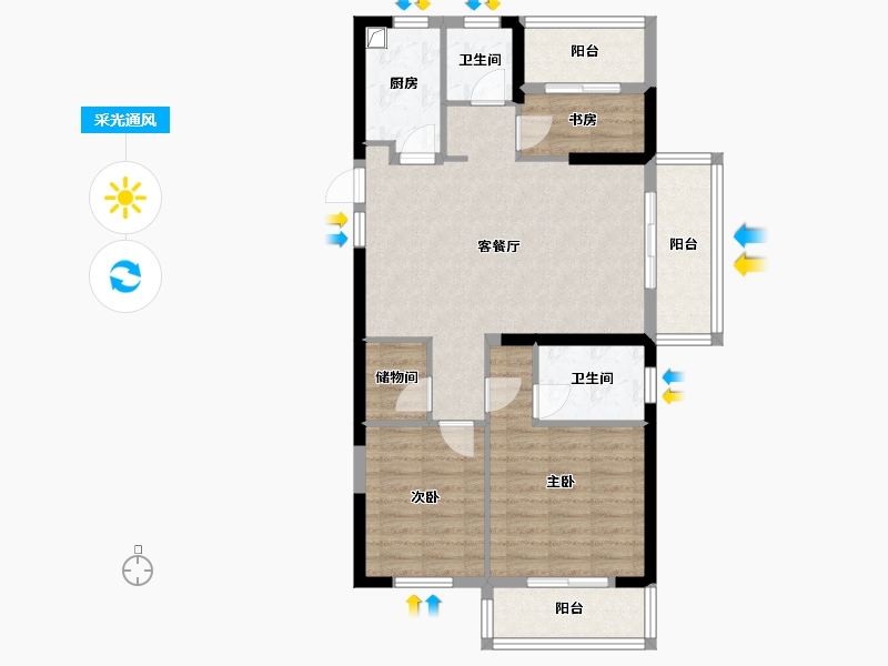 湖南省-长沙市-澳海澜庭-103.00-户型库-采光通风