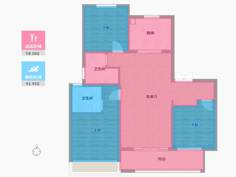 山东省-潍坊市-拾光悦-88.80-户型库-动静分区