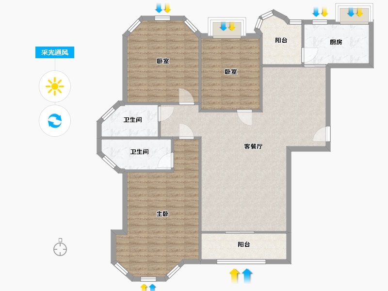 河南省-郑州市-亚星盛世家园A区-135.00-户型库-采光通风