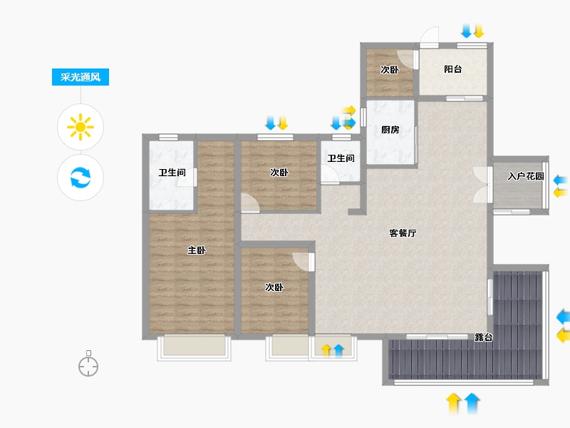 广东省-广州市-招商雍景湾-130.00-户型库-采光通风