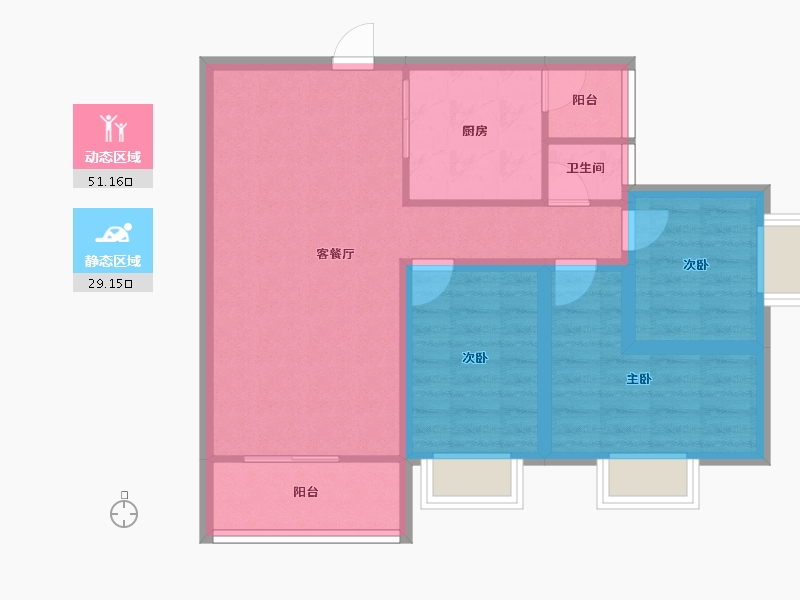 广东省-广州市-保利西海岸汇海花园-71.32-户型库-动静分区