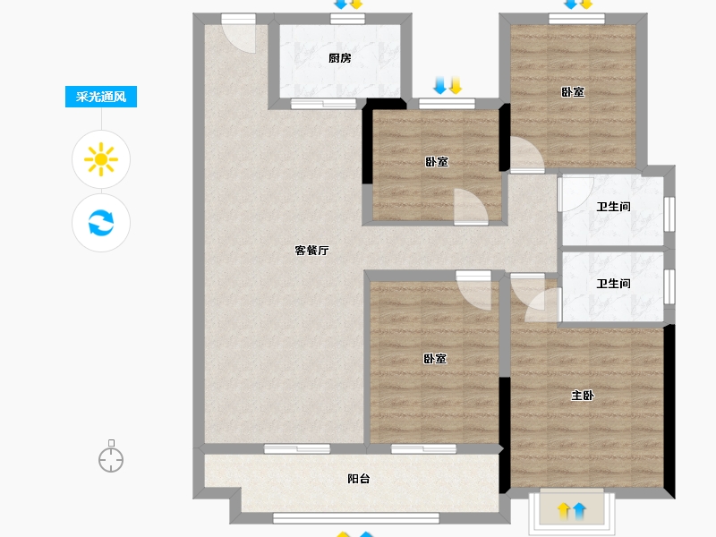 浙江省-温州市-瑞祥天樾-102.00-户型库-采光通风