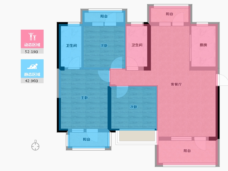 湖北省-咸宁市-雍景新城-89.08-户型库-动静分区