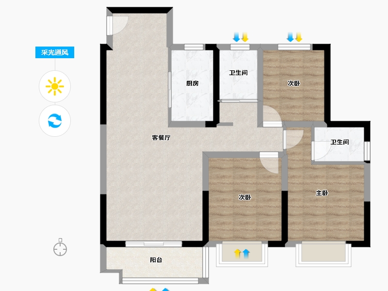 山东省-菏泽市-云峰中央公园-96.76-户型库-采光通风