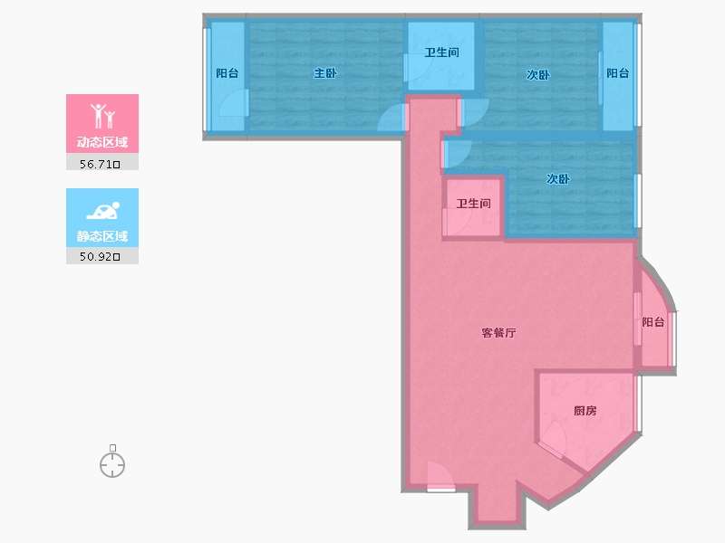 山东省-青岛市-绿岛花园-95.53-户型库-动静分区