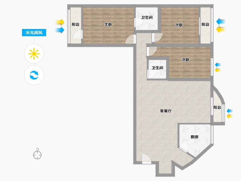 山东省-青岛市-绿岛花园-95.53-户型库-采光通风