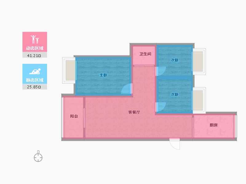 江苏省-苏州市-领秀金品花苑-58.81-户型库-动静分区