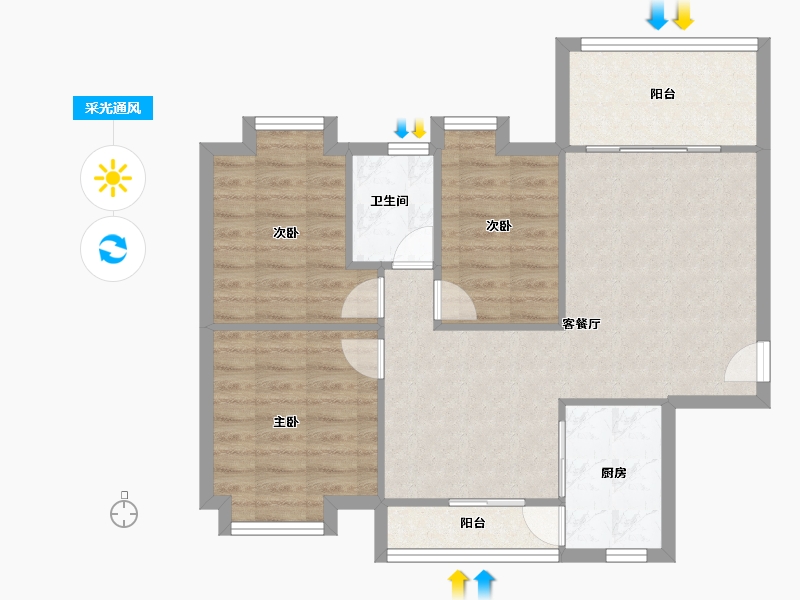 广东省-广州市-云水雅苑-75.00-户型库-采光通风