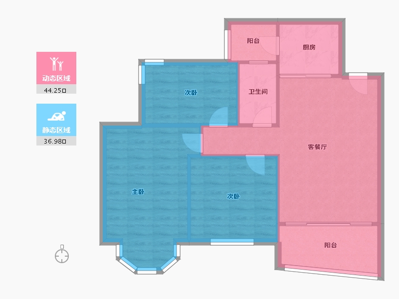 广东省-广州市-祈福新村山泉居-74.00-户型库-动静分区