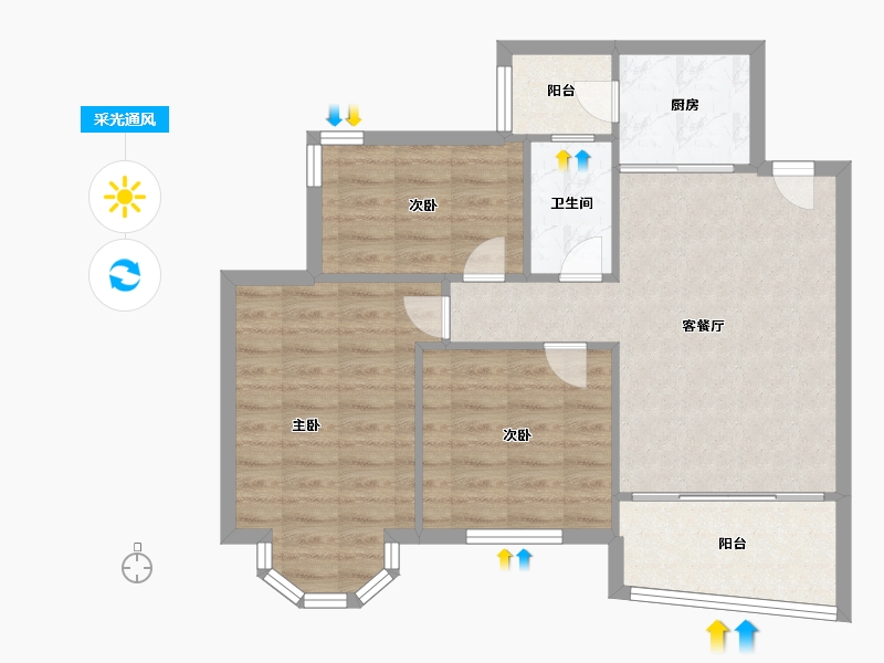 广东省-广州市-祈福新村山泉居-74.00-户型库-采光通风